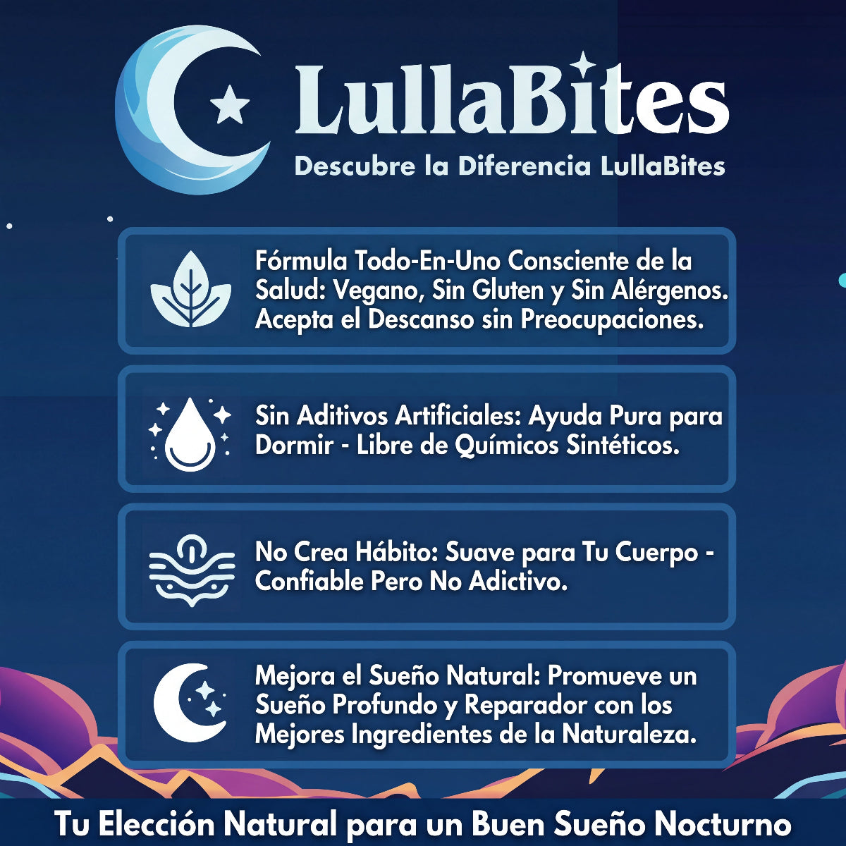 VitaRise LullaBites™ Gomitas Naturales para Dormir Dulces Estrellas de Fresa · 30 Porciones · Sin Melatonina